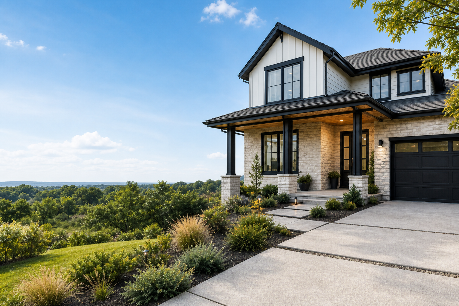 Bright exterior view of a modern home