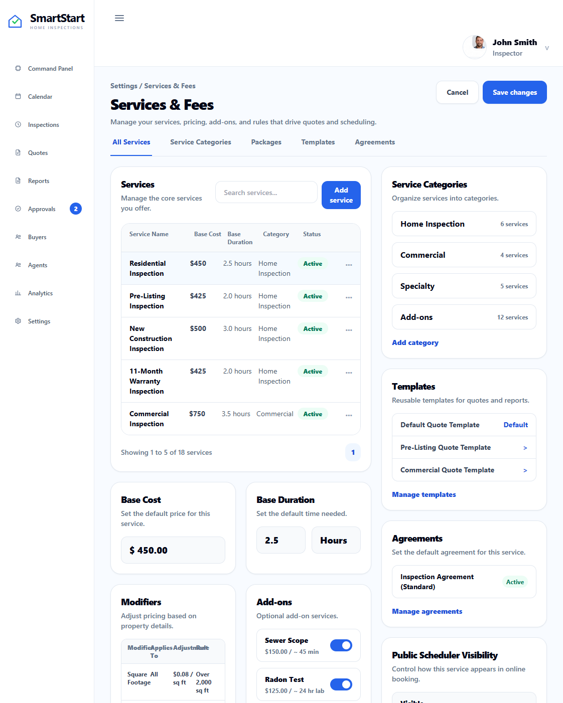SmartStart services and fees screenshot preview.